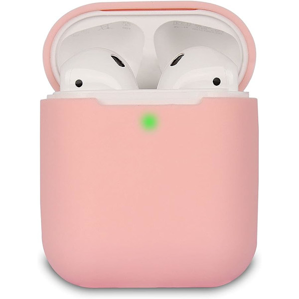 2-pak Airpods-etui (rosa + lilla), AirPods 2-etui, AirPods-silikonetui, synlige LED-indikatorer støtter trådløs lading
