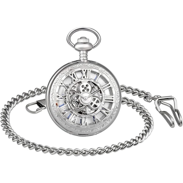 Unisex mekanisk watch med kedja Silver