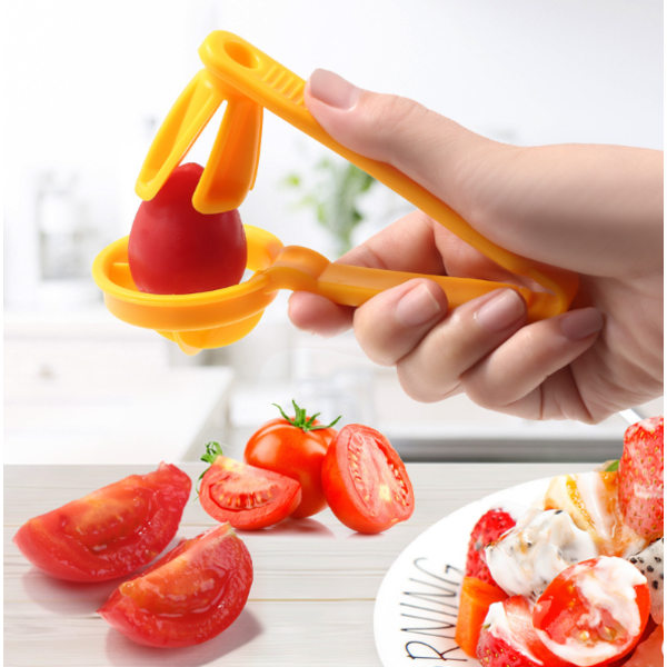 Gul Tomat Cutter Drue Verktøy Cherry Kjøkken Pizza Frukt Slicer Artifact Liten Tomat Tilbehør Manuell Kutting Gadget