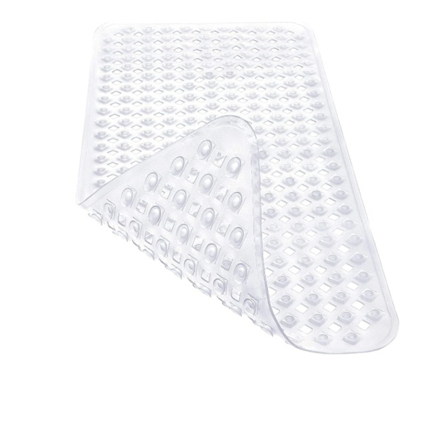 Hudfølsom Anti-Skrid Sikkerhedsbademåtte 88x40cm, BPA Fri Anti-Skrid Bademåtte, Skimmelresistent Maskinvaskbar Brusemåtte (Hvid)