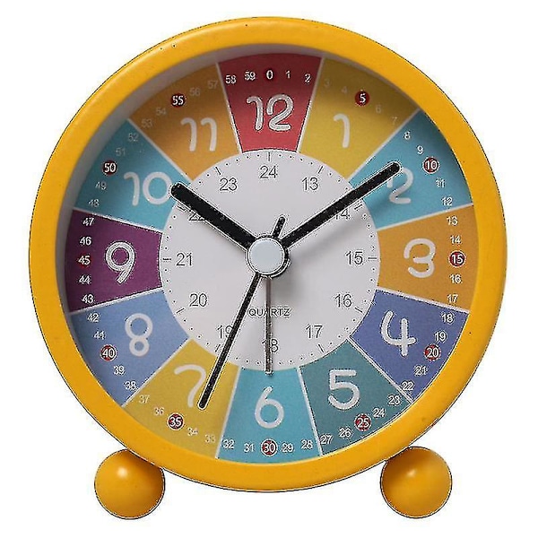 Children's Learning Clock - Time Telling Teaching Clock - Children's Bedroom Wall Clock - Children's Room Wall Decoration Yellow