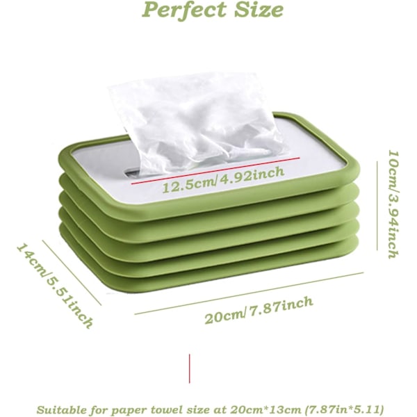 Vikbar Tissue Box Set Hållare för Ansiktsservetter, Servetter, Torkdukar för Badrum, Skrivbord, Bänkskiva, Sminkbord, Sovrum, Nattduksbord (Grön)