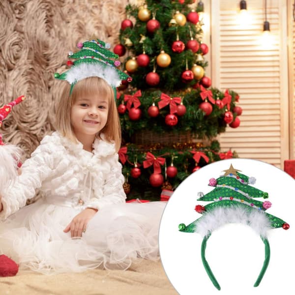 Julehodeplagg med paljetter og bjeller - Morsomt julehodeplagg - Julefestgave