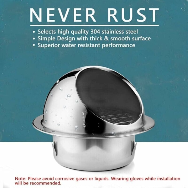 Ventilationsrist 150 mm Høj kvalitet rustfrit stål Ventilation Udendørs ventilationsgitter med myggenet beskytter facaden og forhindrer kold luft