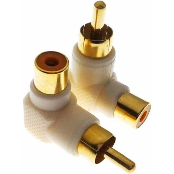 8 stk. forgyldte stikforbindelser guld RCA han med hun RCA, vinkeladaptere til 90 grader (4 farver)