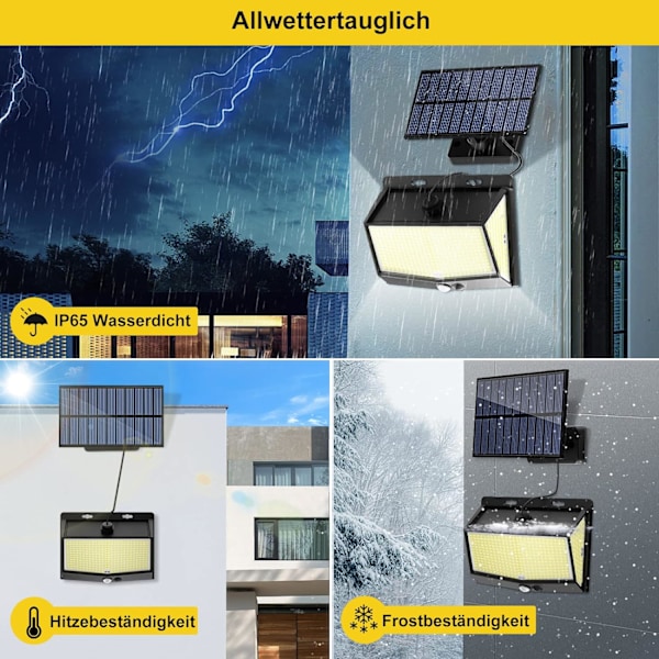 Utendørs solcellelys, 468 LED solcellelys utendørs med bevegelsessensor, 3 moduser, solcellelys, 270°, superlys solcellevegglys