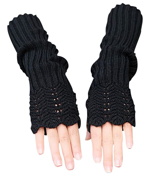 Vinter Varma Fingerlösa Vantar Stickade Långa Arm Varma Damhandskar