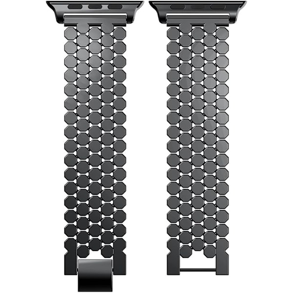 Sort - Rem til Apple Watch 38mm, Rustfrit stål iWatch Rem 8mm, Smartwatch Rem til Apple Watch Series 3/2/1 38mm,.