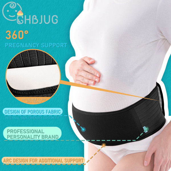 Graviditet Magestøttebelte Graviditetsbelte, 1,3 M lett bekken/midje/rygg/magestøttebelte, Magebånd for graviditetsryggstøtte (svart)
