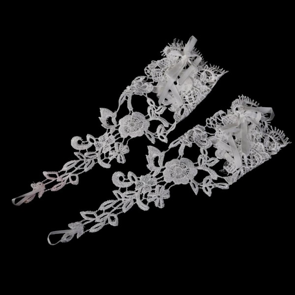 Blomsterblonde Pikeskyer Hvite Fingerhansker for Ball Bryllup