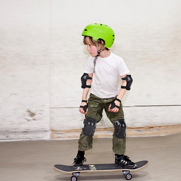 Sportskyddsutrustning set 6-delad handleds- och knäskydd skateboard inline skating cykling scooter utomhusaktiviteter (svart)