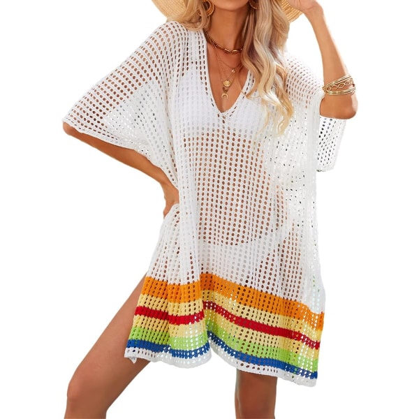 Kvinnors Bikini Cover Up Sommar Casual Chiffon Strandklänning V-hals Strandkläder Sexig Baddräkt