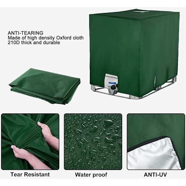 Vattentankskydd, 1000 L IBC-tankskydd, dammtätt, UV-beständigt, regntätt (116 x 100 x 120 cm)