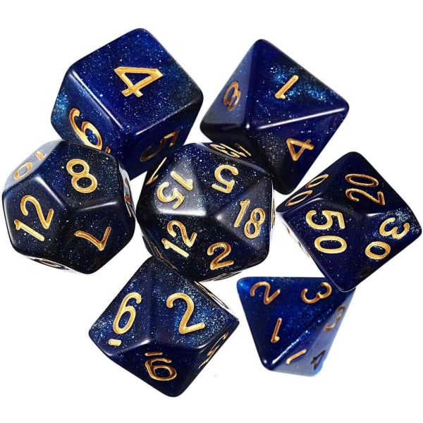7 stk. (blå sort) polyhedral terninger D20 D12 D10 D8 D6 D4 16mm akryl terningesæt til Dungeons and Dragons DND terninger RPG MTG brætspil dobbelt farve