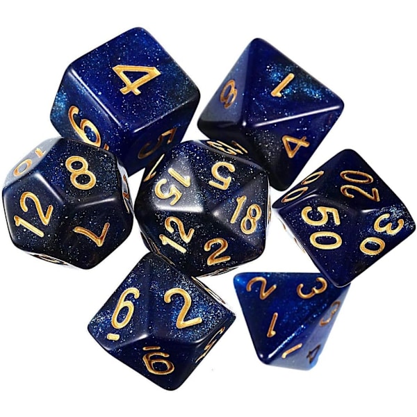 7 stk (blå svart) polyhedral terninger D20 D12 D10 D8 D6 D4 16mm akryl terningsett for Dungeons and Dragons DND terninger RPG MTG brettspill dobbel farge