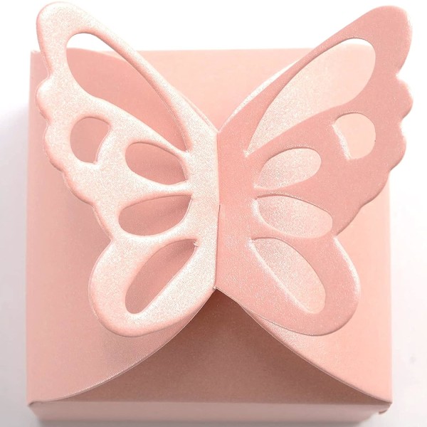Butterfly Girl -kastelaatikko, 50 kpl vaaleanpunainen lahjarasia, helmi