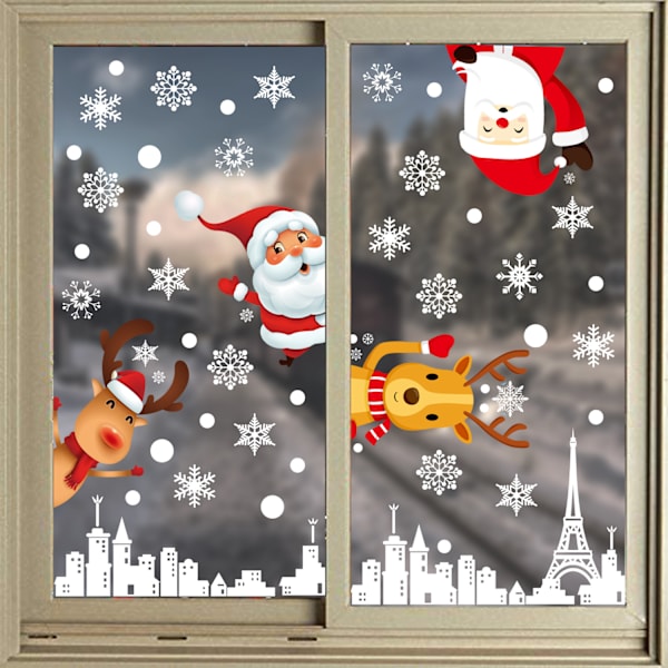 Jule Snøfnugg Dekorasjon Vindu Glass Klistremerke Jul Fest Dekorasjon Elektrostatisk Klistremerke(C)