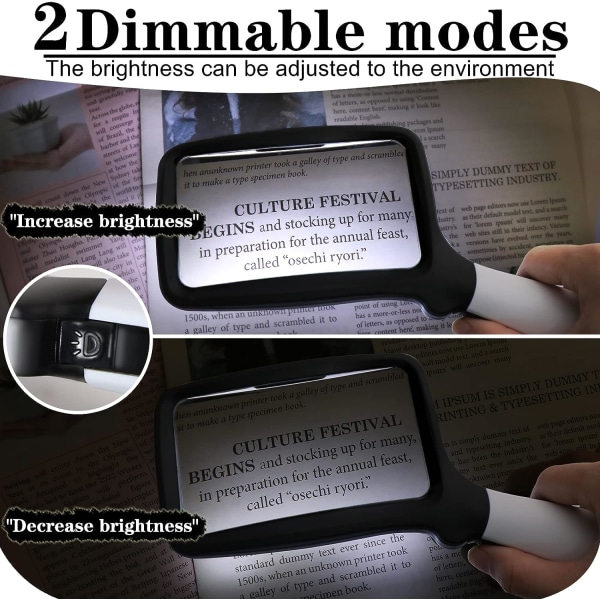 Lighted Reading Magnifier, 3X Large Illuminated Magnifying Glasses with 5 LED Lights Portable Ideal for Seniors, Children, Hobbies, Crafts,