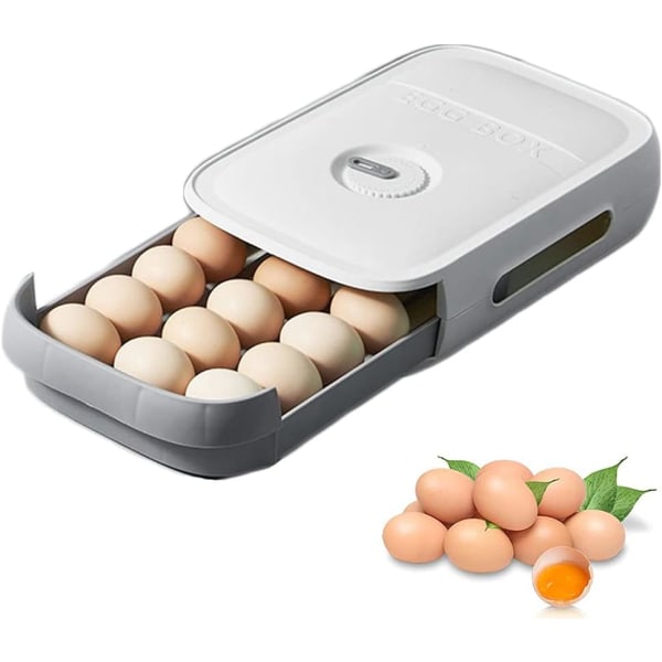 Egg Storage Box, Plastic Egg Box, Kitchen Egg Storage Box, Egg Box With Drawer, Suitable For Refrigerators, Freezers, Tableware, 24 Grid