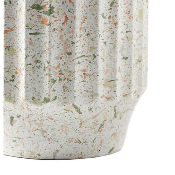 Plantekasse, Bakke og Balkon Kreativ Nordisk Stil Rundt Stenmønster Spray Point Hul Cement Blomsterpotte 14,5 * 14,5 * 13,5 cm (Hvid Vandmølle)