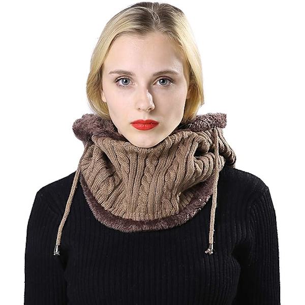 Brun - Herr Varm Ull Stickad Balaclava 2 i 1 Luva Halsduk Mössa Vinter Varm Hals Gaiter Öronmuffar Mössa Cykling Camping Skidåkning Snowboard (1st)
