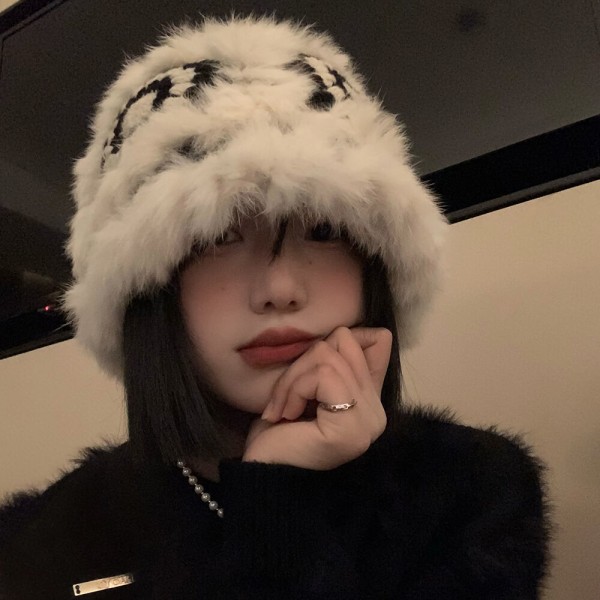 Festhatt Dam Vinterhatt Tidlös Klassisk Mode Fluffig Plysch Fiskare Hopvikbar Mjuk Hatt Casual Bucket En Storlek