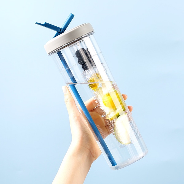 Vattenflaska med sugrör och infuser 700ml Daisy Yellow