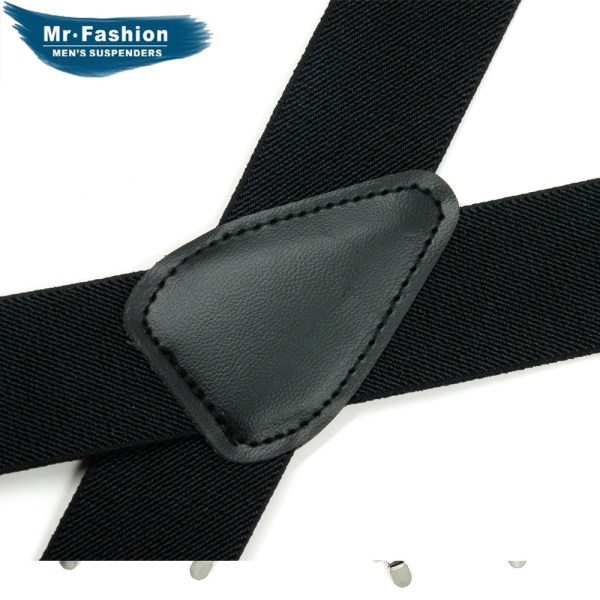 (svart) Herr Suspender Bred Suspender Justerbar Elastisk Herr Suspender med Starka Klämmor, 5cm bredd, 120cm längd