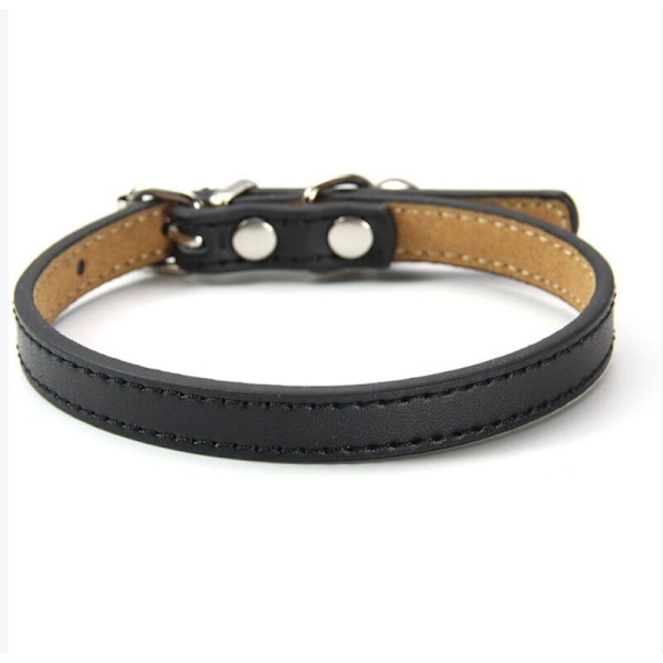 Xs -halsband i läder för katter och valpar, justerbart -NOIR
