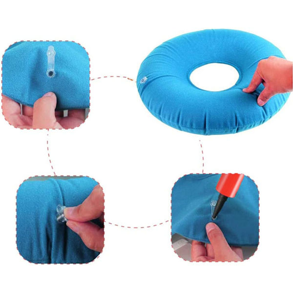 Uppblåsbar Sittdyna Donutkudde Hemorrojder Kudde Uppblåsbar Ring Sittdyna Ergonomisk Kudde för Graviditet, Förlossning, Inkluderar Luftpump