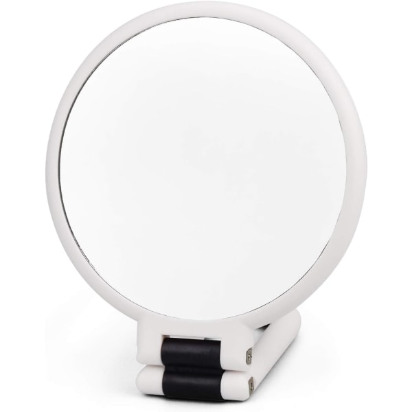 Double Hand Mirror - 10X Magnification - Foldable - With Handle - Round - For Makeup and Hairdressing