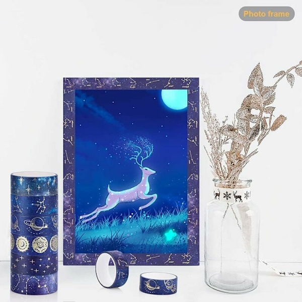 12 Washi-tejprullar, Triumph Sky Starry Standard Dekorativ Papper Självhäftande Maskeringstejp Maskeringstejp Självhäftande Prova Masque Masque Washi Dekorativt Band