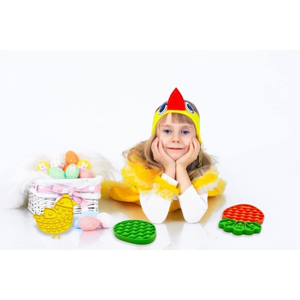 4-pakke påskefidget sensoriske pop-leker for barn, gutter, jenter, småbarn, påskekurvfyll, stressavlastningsgaver, festfavoritter