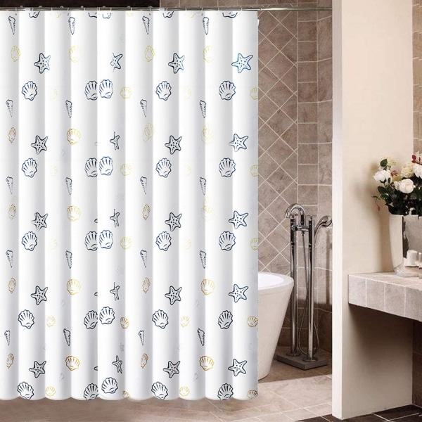 Polyester bruseforhæng (200 x 200 cm), vandtæt, skimmelresistent, maskinvaskbar, med bruseforhængsring, egnet til badeværelse, køkken, garderobe
