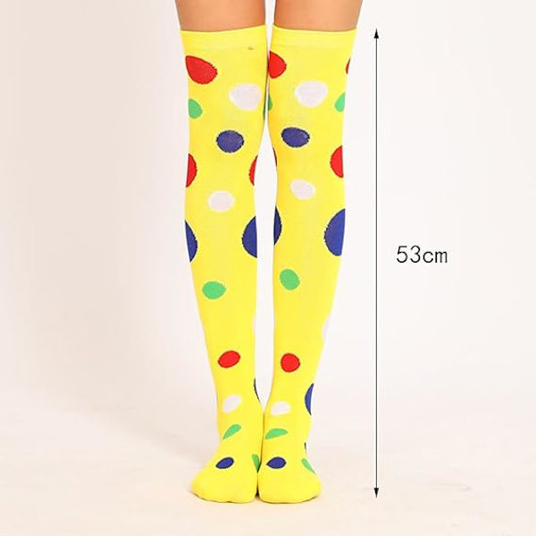 Joker Cosplay Strømper Regnbue Uregelmæssig Polka Dot Print Over Knee Lår Strømper Kvinder Piger