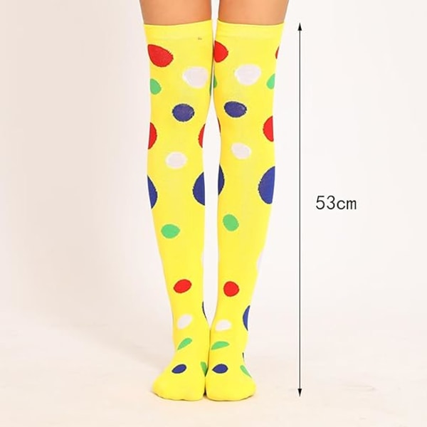 Joker Cosplay Strømper Regnbue Uregelmessig Polka Dot Print Over Knee Lårhøye Strømper Kvinner Jenter