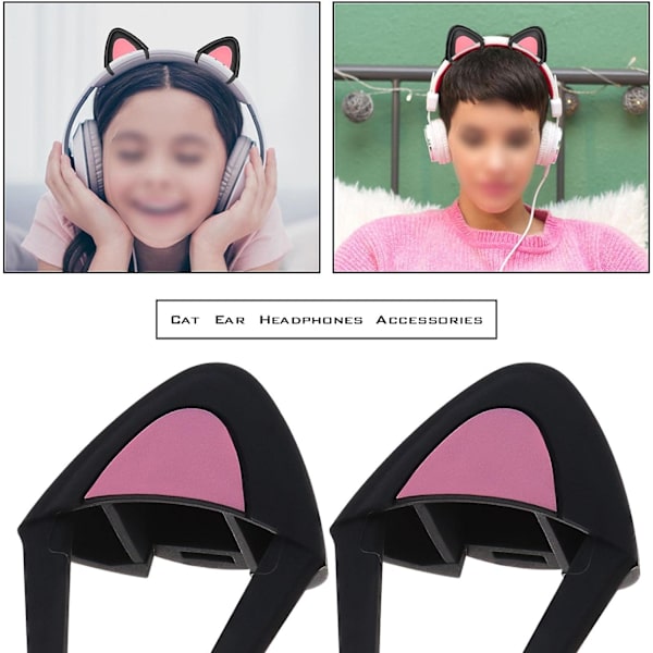 Sort - 1 par over-ear silikone-øretelefoner med søde dekorative justerbare stropper til live videospil-headset