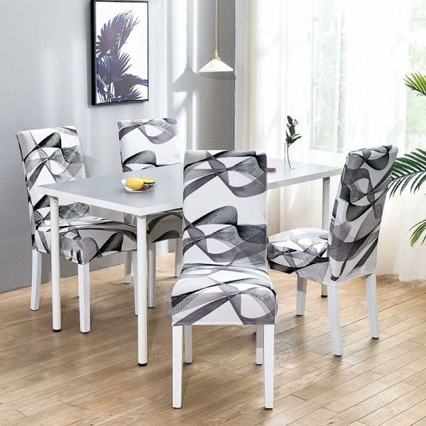 Ruokapöydän tuolinpäälliset, joustavat tuolinpäälliset, koristeelliset syöttötuolin päälliset juhliin, hotelliin, keittiöön, häihin, ravintolaan (pitkä nauha, 6 kpl)