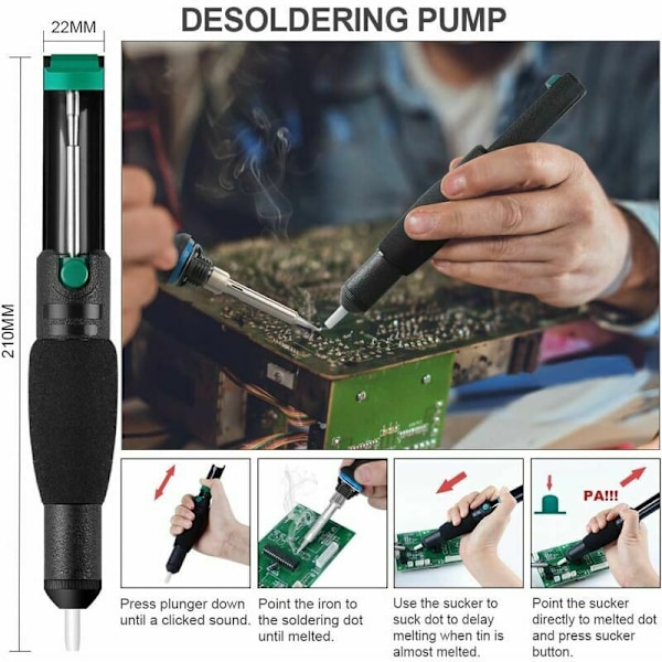 Lödkolvar 18 Delar Lödkolvsset, 60W Elektrisk Lödkolv Kit med 5 Spetsar, Justerbar Temperatur, Digital Multimeter, Ställ, Lödkolvstråd