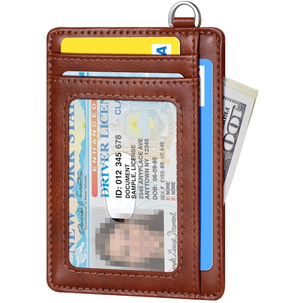 Smal minimalistisk plånbok, plånböcker med framfickor, RFID-blockering, kreditkortshållare för män och kvinnor (rosa)