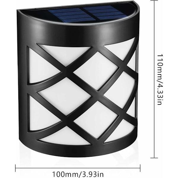 Utomhus solcellslampa 2-pack: LED solcellslampa för utomhusgolv, staket, uteplats, entré, trappa, landskap, vattentät solväggsträdgårdsdekoration,