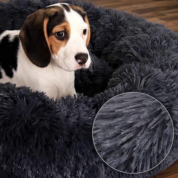 (60cm Mørkegrå) Rund Kurv Hundematte Kattekurv Donuts