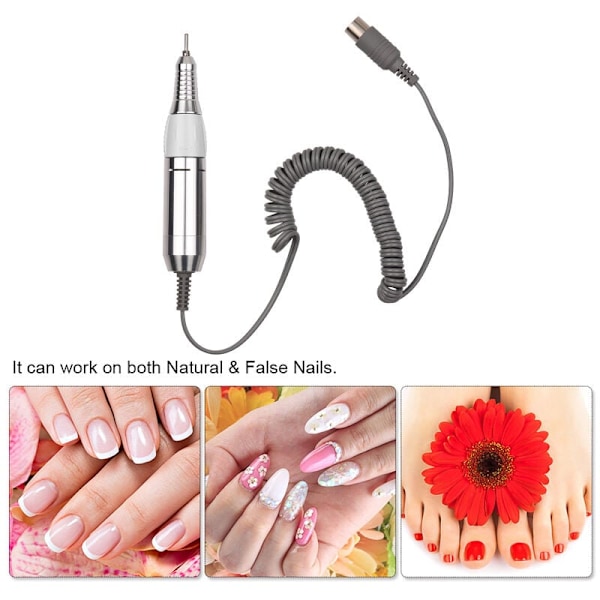 Mini elektrisk nagelborr, handrum, nagelpolerare, slipmaskin för nagelborr, manikyr, pedikyr, nagelkonstverktyg, 12 V, 30 000 rpm