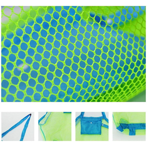 Leksaksväska Mesh Strandleksak Förvaringsnät för att bära leksaker och handdukar Leksak Sand Bort 40*24*40cm Grönt Nät Blå Remmar