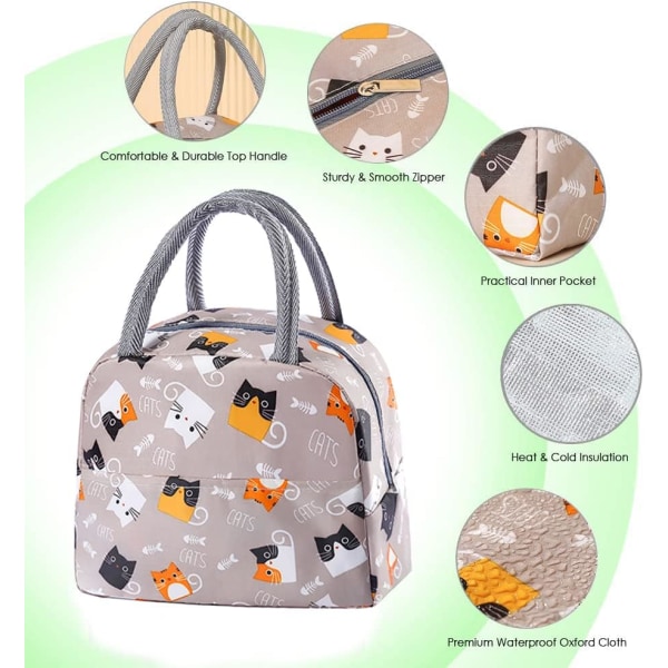 Lunchväska Tote Bag för Kvinnor Bred Öppen Isolerad Kylväska Vattentät Termisk Läcksäker Lunchorganisatör för Män Flickor Barn Utomhus Picknick