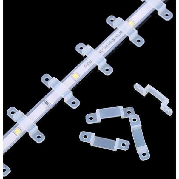 Set med 50 fästklämmor för LED-ljusremsa 10 mm till 18 mm