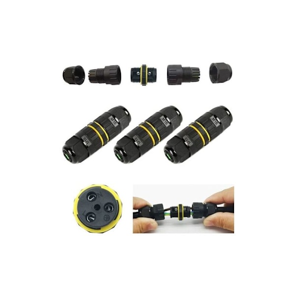 Vedenpitävä liitäntärasia / 3 kpl IP68 vedenpitävä kaapeliliitin / Ulkovaippaliitin / Max Ø10mm kaapeli / Säänkestävä ulkokäyttöön tarkoitettu kaapelin pistorasia (