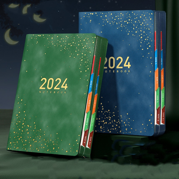 Praktisk daglig, ugentlig og månedlig planlægningsnotesbog, aftalekalender, notesblokplanlægger 2024, tykt papir, kontorplanlægger