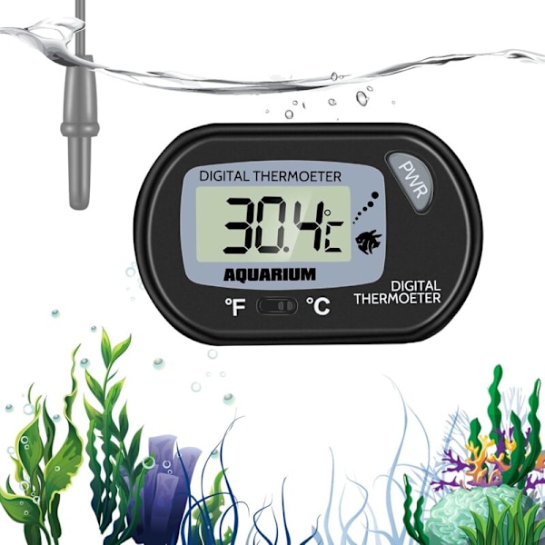 Akvarietermometer - LCD Digital Akvarietermometer med sugpropp och akvarie-immersionsprob, terrarium