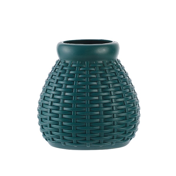 Kukka Ruukut Muovi Vaasi, Kuiva Ja Märkä Kukka Järjestely Säiliö, Kukka Kukka Koristelu, Imitaatio Rattan Vaasi 5.7*7.6*10cm (Sininen)